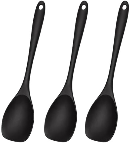 3 teiliges kochlöffel set aus hitzebeständigem Kunststoff mit ergonomischem Griff, ideal für beschichtetes Kochgeschirr, langlebige Rührlöffel in 27,5 cm Länge, perfekt als vielseitige kochlöffel für