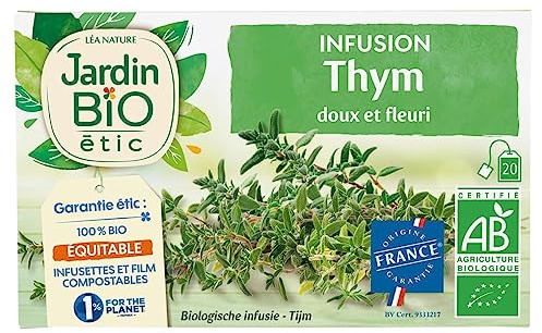 JARDIN BIO ETIC - Infusion Thym Bio, Boîte de 20 Sachets - Lot De 3