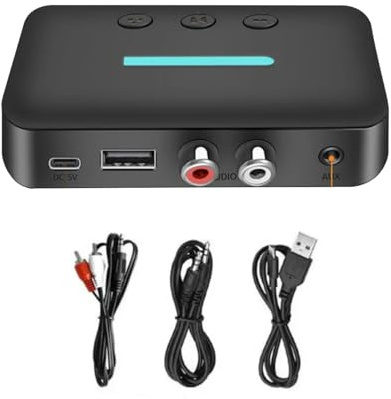 Ricevitore Bluetooth 5.3 a bassa latenza per Home Stereo RCA AUX USB Adattatore Wireless per Altoparlanti, Sistema Stereo Streaming Musica