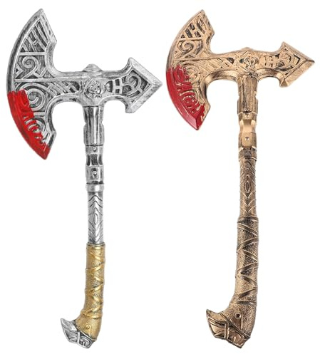 MOKKHNB Lot de 2 haches factices pour Halloween : Hache à Main réaliste ensanglantée – Accessoire de déguisement en Plastique pour Pirate, Homme préhistorique et Jeu de rôle.
