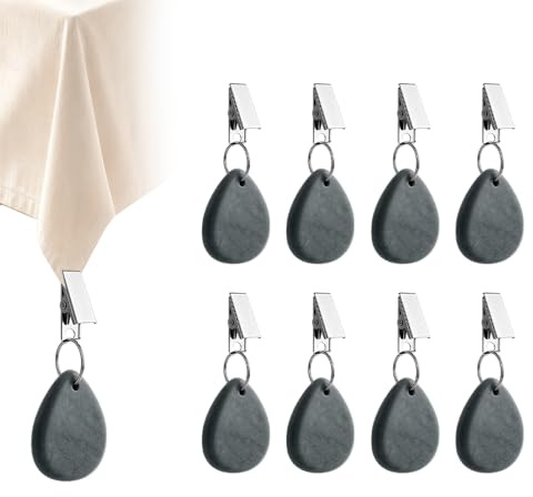 XPJBKC 8 Stück Tischdeckenbeschwerer Extra Schwer, Tischdecken Beschwerer Draußen aus Naturmarmor, Tropfenform Tischdecken Klammern für Draußen Garten Party Picknick Hochzeiten
