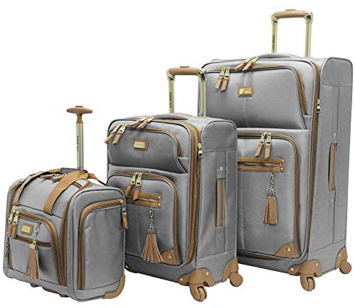 Steve Madden Designer-Gepäck-Kollektion – 3-teiliges Softside-Koffer-Set mit erweiterbarem Leichtgewicht – Reise-Set beinhaltet eine Untersitztasche, 50,8 cm Handgepäck und 71,1 cm Karierter Koffer,