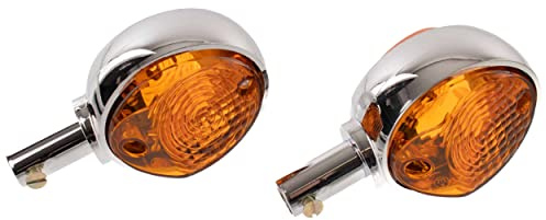 MZA-Flügel Set: 2 Blinker in Chromoptik mit orangenem Glas - Simson KR51/1 Schwalbe, KR51/2 Schwalbe, SR4-2 Star, SR4-3 Sperber, SR4-4 Habicht, MZ ES | Blinkerkappen orange, MZA Nummer 10127-B-S, Simson Nummer 34310 kompatibel mit Simson KR51/1 Schwalbe, KR51/2 Schwalbe