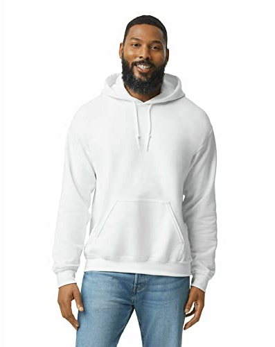 GILDAN herr Tröja med huva Tröja med huva i fleece, stil G18500, vit, L
