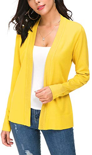 EXCHIC Femmes Manches Léger Manches Longues Devant Ouvert Tricoté Cardigan Gilets