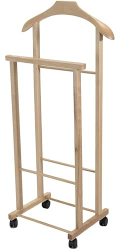 Tomaino - Caballero Dormitorio de madera - Perchero con ruedas Ambrogio - Caballero Moderno para Ropa y Accesorios (Natural)