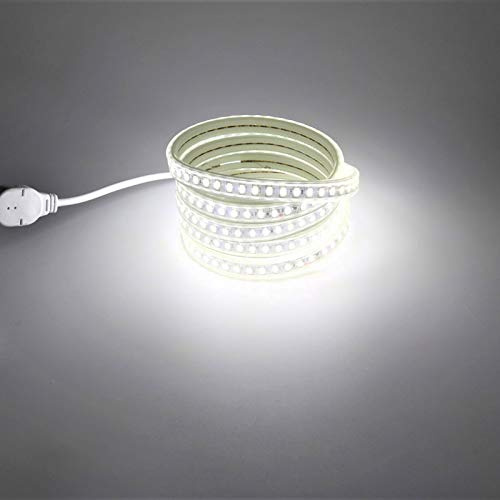 pcning 3M LED Streifen 220V 230V Direktanschluss Wasserdichte Kaltweiss | 5730 120 leds/m stripe mit EU Stecker IP67 waterproof 3 Meter 6000K ohne trafo led band led lichtband aussen 230v dimmbar