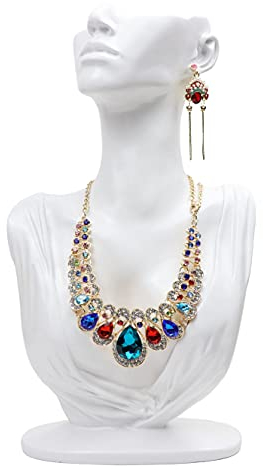 Homeanda Schaufensterpuppe, Büste, Ständer, Organizer, weißes Kunstharz, Ohrringe, Schmuck, Fotorequisit für Halsketten, tolles Geschenk(Weiß-XL)