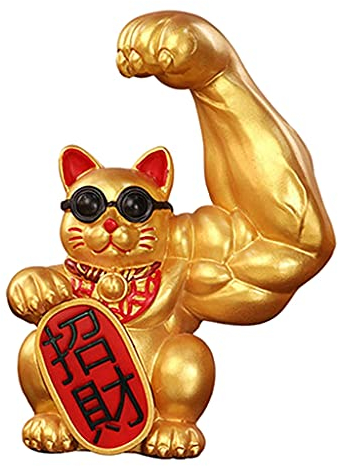 LOVIVER Gold Winkekatze, China Deko Glücksbringer Glückskatze Maneki Neko Lucky Cat Figur Sammlerfiguren Ornament für Wohnkultur Auto Laden Geschäfte Hotel - Linkes Glück