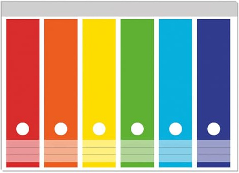 Wallario Ordnerrücken Sticker Kräftiger bunter Regenbogen - Größe 6 Stück, Rückenschilder für 6 breite Ordner, Klebeetiketten
