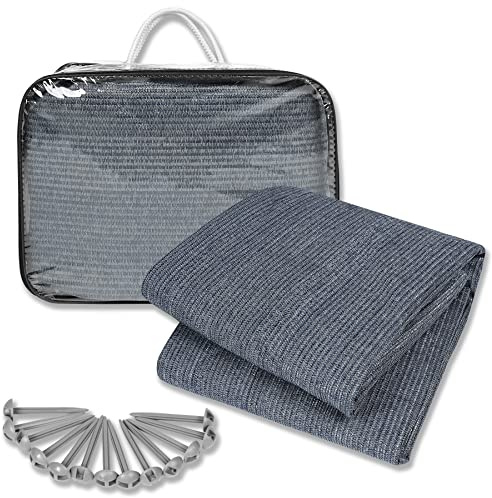 Froadp HDPE Campingteppiche Outdoor Markisenteppich Wohnmobil Vorzeltteppich mit Aluminiumloch Nägeln & Tragetasche Waschbar Zeltböden Matte rutschfest Bodenplane Zeltunterlage 300 x 300 cm