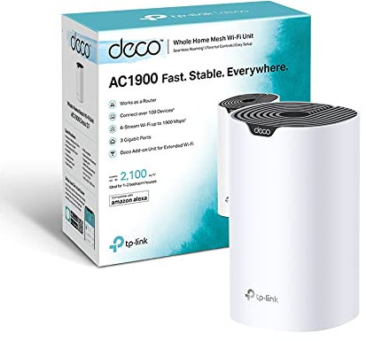 TP-Link Deco S7 AC1900 Whole Wi-Fi, Add on Single Unit for All WiFi 7/6/5 Deco Mesh Pack for Extended Coverage Requirement, Connect up to 150 devices, Work with Amazon Alexa, Parental Controls