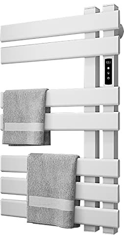 LCD 3 en 1 Toallero Electrico Baño,100-200 Watt Radiador Toallero Electrico WIFI,Temperatura Ajustable 45-70°,Toalleros Electricos Bajo Consumo Tiempo 1-9 H, Calentador De Toallas ,76x50x10cm,Blanco