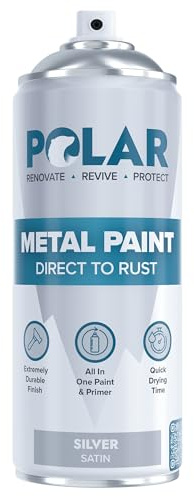Polar Direct to Rust Metal Spray Paint, 400ml, Satin Silver | 3-in-1 Metal Primer, Undercoat and Topcoat, Direct to Rust, Corrosion and UV Resistant, Indoor and Outdoor