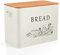 Onader Bread Bin, Metal Bread Box with Wooden Cutting Board Lid, Extra Large Holds 2 Loaves, Vintage Bread Storage for Kitchen Countertop, Space-Saving & Heavy Duty - Cream