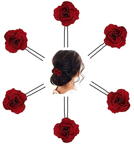 6 pezzi Fermagli per Capelli con Fiori di Rosa，Forcine per capelli da Matrimonio，per Accessori per Capelli per Feste di Matrimonio.