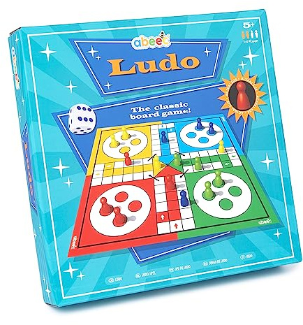 abeec Classic Ludo - Ludo Game Board - Fun Board Games for Kids - Traditional Kids Board Games - 1 x Folding Board, 16 x Counters, 1 x Dice - Indoor Games