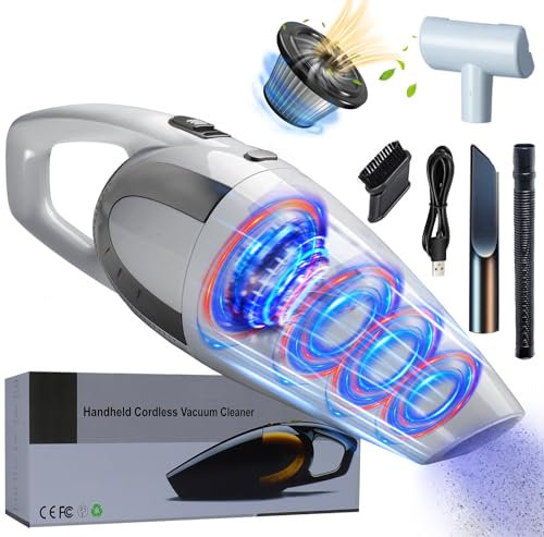 Justdfine Aspirapolvere Manuale, Vincitore del Test Senza Sacco con Batteria per aspirapolvere Manuale 16000Pa, Aspirapolvere Manuale a Batteria Umido/Secco, Aspirapolvere per Auto da 120 W, Aspirapo