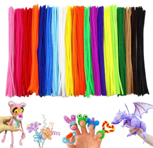 200 Stück Bendable Pfeifenreiniger für Kinder, 6mm*30cm Bunt Chenilledraht für Basteln und Dekorieren,Biegeplüsch Pipe Cleaner für Kreative DIY-Projekte und Basteldeko