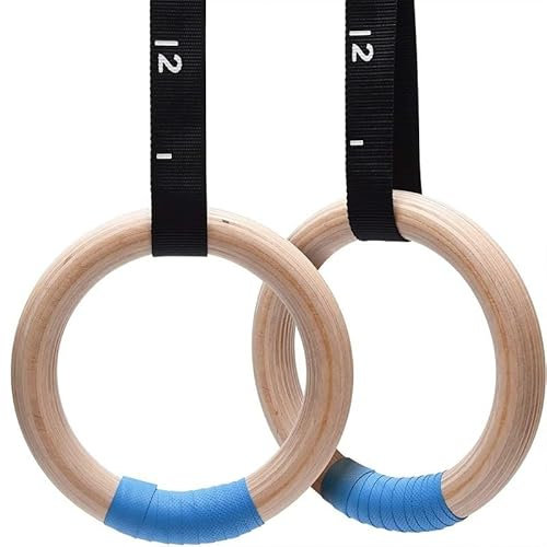 Turnringe Gymnastikringe, Olympische Ringe aus Holz, 1500/1000 Pfund, mit Skala, rutschfeste Gymnastikringe for das Ganzkörpertraining im Heimstudio (Color : 28mm)