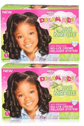 AFRICAN PRIDE Dream Kids Olive Miracle No-Lye Relaxer - Regular - 2 Pack Bundle