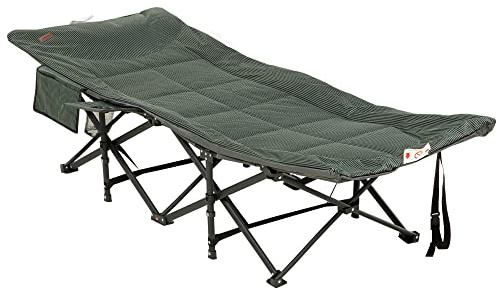 Outsunny Feldbett Campingbett, Campingliege mit Tasche, Klappbett mit Becherhalter, für Schwimmbad, Balkon, bis 120 kg, Grau, 68 x 190 x 48cm