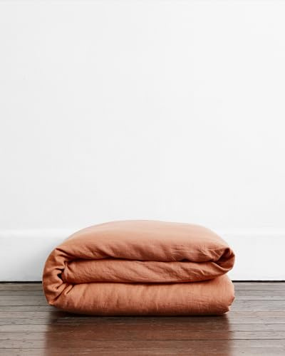 Bed Threads - Linen Duvet Cover - 100% French Flax Linen - 170 GSM - Luxury Duvet Cover - Eco-Friendly - Breathable, Durable & Soft - with Button Closures - Machine Washable - Full/Queen - Hazelnut