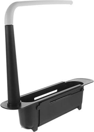 Generic Telescopic Sink Storage Rack Adjustable Sponge Holder Dishcloth Drying Stand Towel Hanger Black Kitchen Organizer for Dish Rags and Sponges