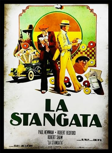 KUSTOM ART Poster Decorativo da Parete Serie Locandine Film Celebri La Stangata con Robert Redford e Paul Newman Stampa Artistica su Carta Patinata 40x30 cm Senza Cornice