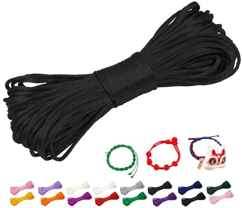 CAMAL 1,5mm Filo per Braccialetti, Fili Nylon per Braccialetti 20m Filo Nylon Cordoncino per Collane Fai Da Te, Cordino per Braccialetti, Gioiello, Perline, Artigianato (Nero)