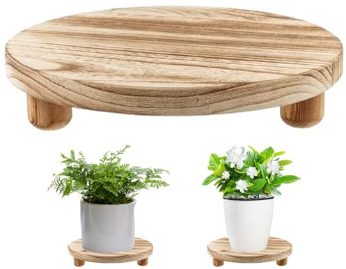 Grtheenumb Wooden Stool Display Stand, 10 Round Plant Riser Pedestal Stand for Display Indoor Flower Pot Holder Decorative Plant Pot Supports for Indoor Outdoor