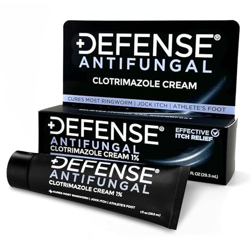 Defense Clotrimazole Antifungal Cream | Jock Itch, Athlete's Foot, Ringworm Treatment | Medicated Itch Relief Anti Fungal Cream for Skin and Foot Fungus