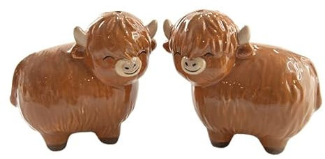 Sass & Belle Highland Cow Salt and Pepper Shakers – Ceramic Kitchen Accessories for Dining Table, Fun Salt & Pepper Set, Novelty House Gifts