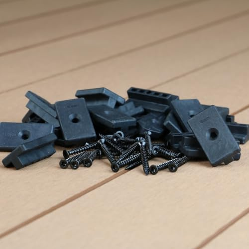 700 Stück WPC Clips, 6 mm Befestigung Klammern Terrassenclips für WPC Terrasssendielen, Verbindungsclips mit Schrauben TX15 (Edelstahl, Schwarz) 700 Stück