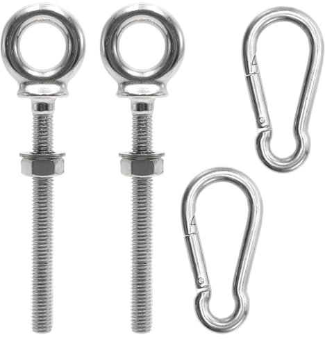 YDHfdc 2 Pièces Anneau de Levage M8 x 80 mm Boulon à œil en Acier Inoxydable 304 Filetage Mâle Piton à Visser avec Écrou et Mousquetons pour Fixation et Suspension