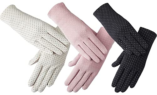 CHENGZI 3 Pairs Women UV Gloves Sun Protection Driving Gloves Summer Sunblock Gloves for Driving Riding Outdoor