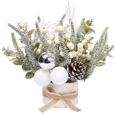 Klein Künstlich Weihnachtsbaum mit Rote Beeren,Weihnachten Deko,Weihnachtsbaum Tisch,Zimmerpflane Im Topf Mini weihnachtsbäume als Dekoration zur Adventszeit und zu Weihnachten TypA