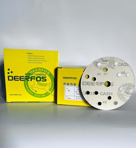 INTERMIX SUPPLIES Deerfos Sanding Discs 150mm Hook & Loop P40 Grit, Aluminum Oxide Sandpaper Discs 15-Hole, Heavy Duty Dust-Free Abrasive Pads for Wood, Paint & Metal Finishing (Pack of 50)