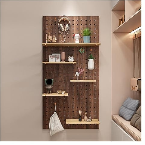 Panneau de rangement mural perforé, panneaux d'organisation muraux en panneau perforé pour chambre à coucher, bureau, salle de bain, kit de panneaux perforés avec étagère combinée modulaire,