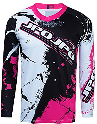 Kids Cycling Jersey Dirt Bike Jersey Youth Mountain Bike Childrens Biking Clothes Boys Motocross Long Sleeve Shirts Downhill Top Girls Bicycle Running Racing Clothing Purple S