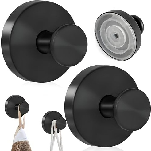 AutoPrevails 2 ganchos con ventosa, ganchos con ventosa, ganchos para baño, extrafuertes, con ventosas, ganchos de rosca, ganchos para toallas, ganchos para albornoces (negro)