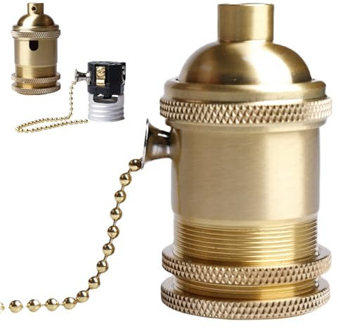 WIYETY Douille de lampe vintage en aluminium E27 : douille de lampe M10 E27 bronze avec interrupteur à fil de traction, adaptateur de suspension pour plafonnier LED, support de lampe suspendu, support