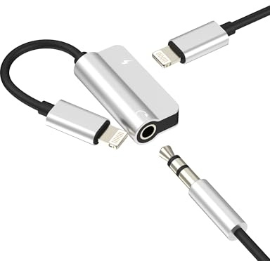 Lightning auf 3.5mm Kopfhörer Klinke Adapter (2in1)für iPhone 14 13 12 11 Pro Max für Apple MFi Certified AUX Audio aufladen Kabel Anschluss Zubehör Auto Headphone Konverter für iPad Ladegerät Stecker