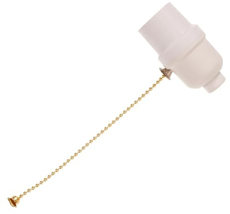 Douille à Tirette pour Ampoule, Base Bakelite Blanche, Diamètre 9 Mm | Calibre 32mm, Chaîne 150mm, Remplacement Simple, Usage en Sous-sol et Carport