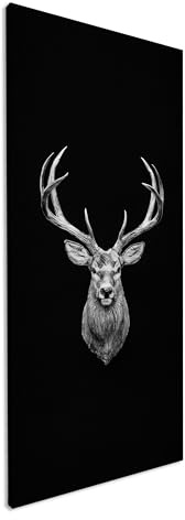 Majestät der Natur – Ein Hirsch in zeitloser Eleganz. Panorama 100x50cm Effekt:Schwarz&Weiß XXL Kunstdruck Motiv auf Holzrahmen/Leinwandbild/Wandbild/Wohnzimmer Dekoration