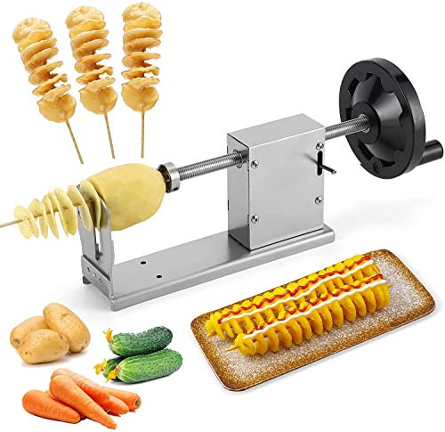 Taglierina a Spirale per Patatine Tornado, affettatrice per Patatine in Acciaio Inox, Macchina per Patatine Twist, 3 Tipi di Funzione di Taglio, per Verdure, Patate, zucchine e Carote