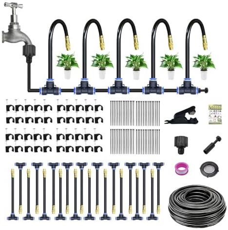 Bewässerungssystem Garten Bewässerung Kit, 360° Curved Garden Automatic Irrigation System, Tröpfchenbewässerung Hochbeet Bewässerung für Landschaft, Flower Bed und Terrasse Pflanzen (20M)