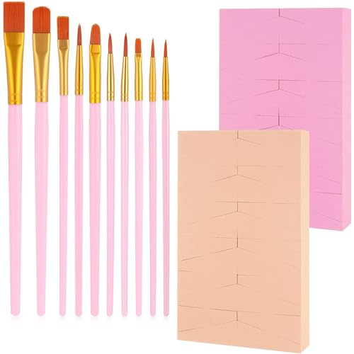 Kinderschminke Make Up Schwamm Set, 3er Pack mit 10 Makeup Pinseln und 48 Schminkschwämmen, Ideal für Kinderschminken, Theaterschminke und Fasching