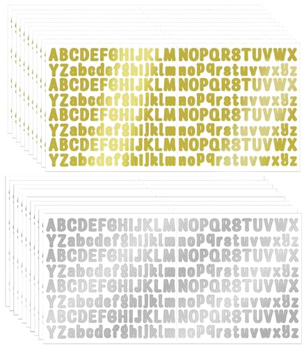 4160 Stück kleine Glitzer-Buchstaben-Aufkleber – MaehSab 20 Blatt kleine Gold- und Silber-Alphabet- und Zahlenaufkleber für DIY Scrapbooking, Abschlusskappe, Karten, Umschläge, Tassen, Basteln