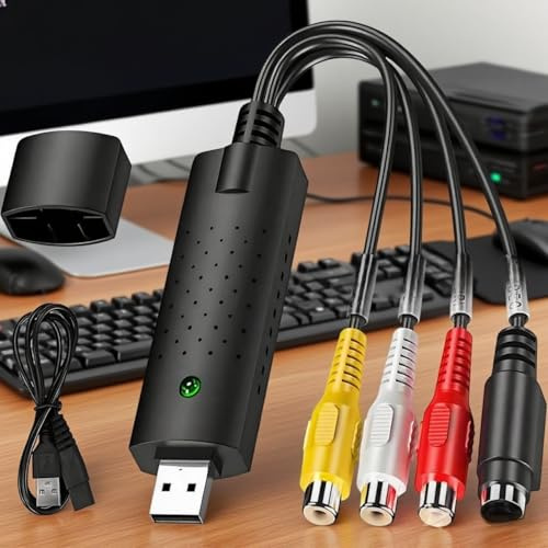 SHYSBV USB Video Capture,Video Capture Card,RCA to USB Video Converter,VHS Mini DV VCR Hi8 DVD to Digital Converter,Compatible with Windows XP/10/8/7 PC MAC Vista